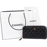 Chanel Quilted Caviar Leather Zipped CC Wallet