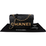 Chanel Quilted Lambskin Chain Spellout Letters Single Flap Crossbody Bag