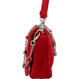 Miu Miu Red Suede Jeweled Chain Shoulder Crossbody Bag