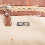 Miu Miu Leather Studded Flower Raffia Basket Shoulder Bag