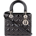 Christian Dior Quilted Patent Leather Lady Dior Handbag - vintageandkickz