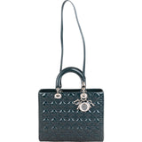 Christian Dior Cannage Patent Leather Medium Lady Dior Handbag