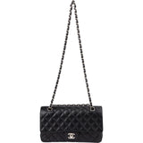 Chanel Quilted Caviar Leather Palladium Medium Double Flap Shoulder Bag