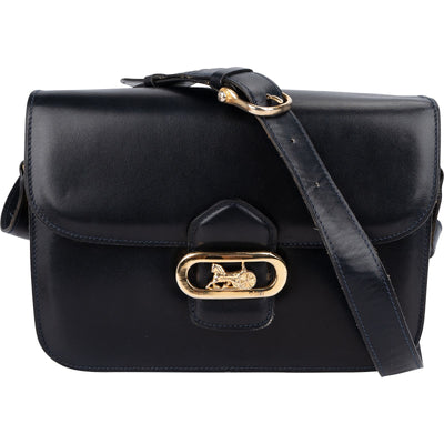 Celine Blue Boxcalf Carriage Triomphe Shoulder Bag