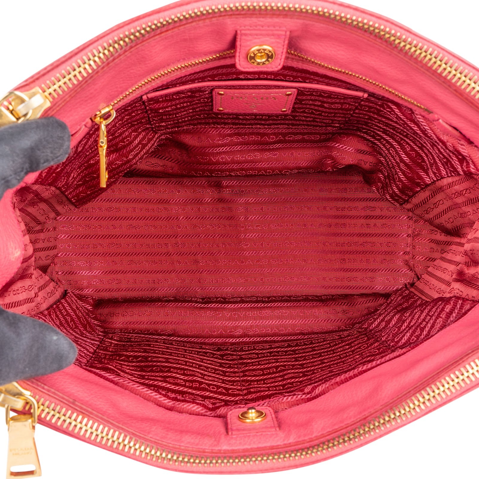 Prada Pink Leather Galleria Double Zip Tote Handbag - vintageandkickz