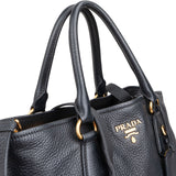 Prada Black Vitello Daino Leather Tote Handbag