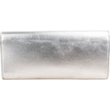 Gucci Metallic Silver Leather Crystal GG Broadway Clutch