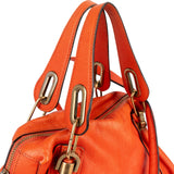 Chloé Orange Grained Leather Paraty Handbag