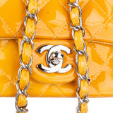 Chanel Quilted Patent Leather Palladium Mini Square Single Flap Crossbody Bag