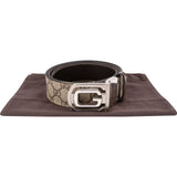 Gucci Multicolor Leather GG Supreme Canvas Reversible G Buckle Belt (85/34)