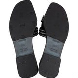 Hermès Black Leather Crystal Embellished Suede Oran Sandals (36,5)