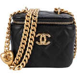 Chanel Quilted Caviar Mini Heart Chain Vanity Case Crossbody Bag