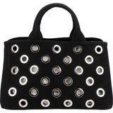 Prada Triangle Perforated Grommet Canapa Handbag