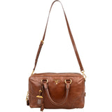 Prada Brown Vitello Leather Antic Bauletto Bag Handbag