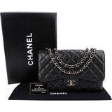 Chanel Quilted Caviar Leather Palladium Jumbo Single Flap Crossbody Bag