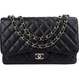 Chanel Quilted Caviar Leather Palladium Jumbo Single Flap Crossbody Bag