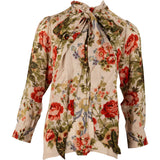 Gucci Floral Print Silk Ruffle Longsleeve Blouse (IT40)
