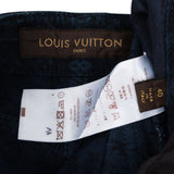 Louis Vuitton Navy Cotton Monogram Mini Lin Denim Leather Ends Woman Pants (FR40)
