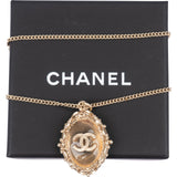 Chanel CC Mother Of Pearl Oval Pendant Necklace