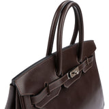 Hermès Brun Boxcalf Leather Palladium Birkin 35 Handbag