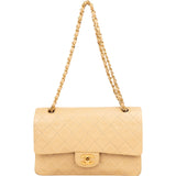 Chanel Quilted Lambskin 24K Gold Medium Double Flap Shoulder Bag