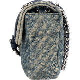 Chanel Denim Camellia Single Flap Crossbody Bag