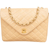 Chanel Quilted Lambskin 24K Gold Single Flap Shoulder Bag