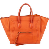 Céline Orange Drummed Calfskin Phantom Handbag