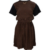 Louis Vuitton Monogram Damier Ebene Cotton Chain Detail Drawstring Shirt Dress (XS)