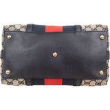 Gucci Monogram Canvas GG Marrakech Web Stripe Bamboo Tassel Crossbody Handbag