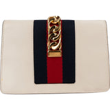 Gucci Leather Sylvie Mini Web Stripe Chain Crossbody Bag