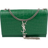 Saint Laurent Crocodile Embossed Leather Kate Tassel Crossbody Bag