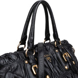 Prada Black Leather Gaufre Satchel Handbag
