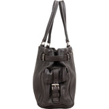 Prada Dark Brown Vitello Daino Leather Buckle Satchel Shoulder Bag
