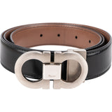 Salvatore Ferragamo Black Leather Reversible Gancini Buckle Belt