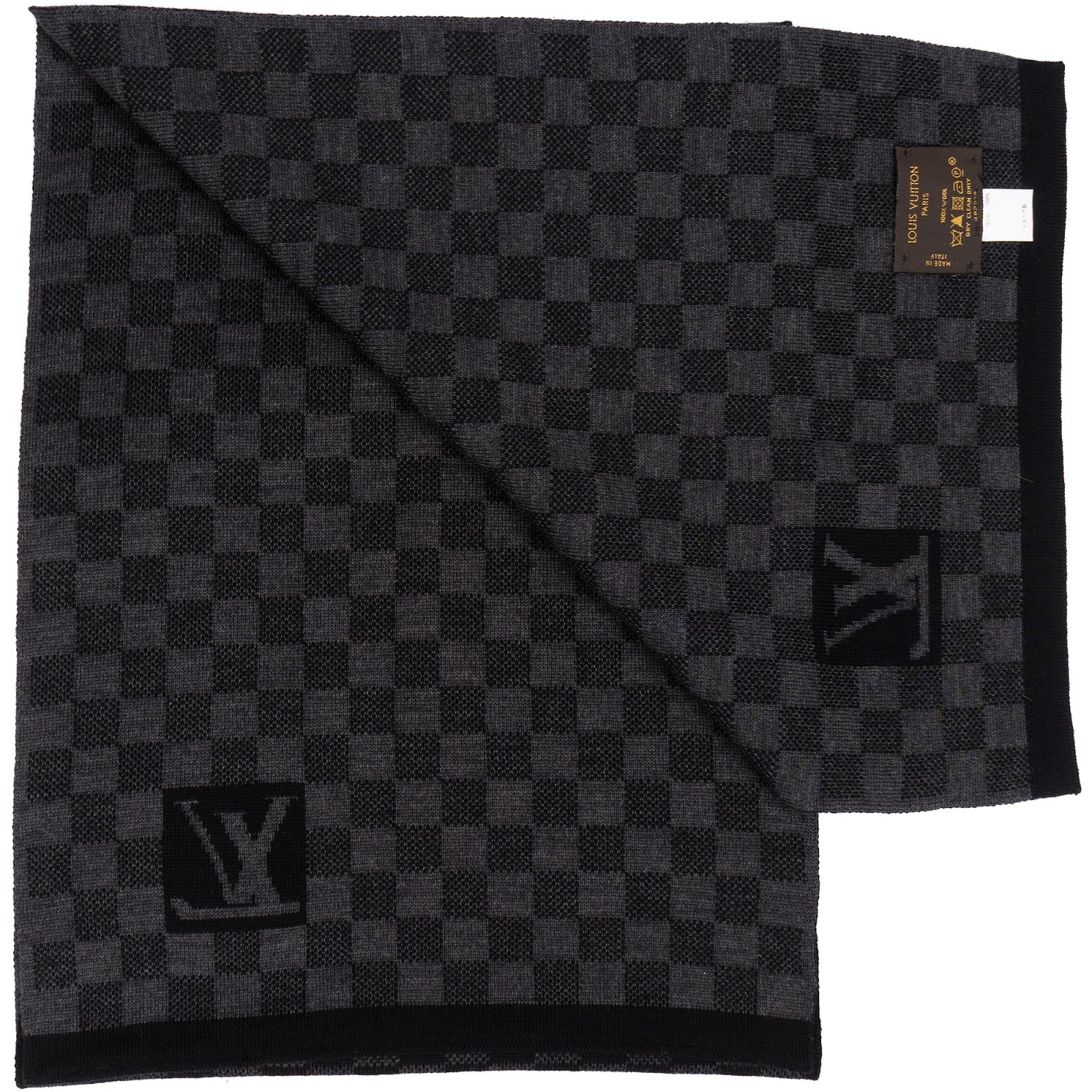 [🔄️B06 / F27] Louis Vuitton Wool Monogram Petit Damier Schal Scarf - vintageandkickz