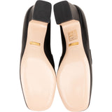 Gucci Black Brushed Leather Interlocking G Mid-Heel Loafers (34,5)