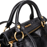 Miu Miu Black Vitello Lux Leather City Handbag