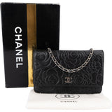 Chanel Lambskin Camellia Leather Wallet on Chain Crossbody Bag
