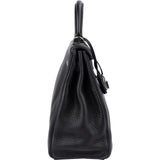 Hermès Noir Clemence Leather Palladium Kelly 32 Handbag