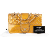 Chanel Crinkled Stitched Patent Leather Chain Around Single Flap Shoulder Bag