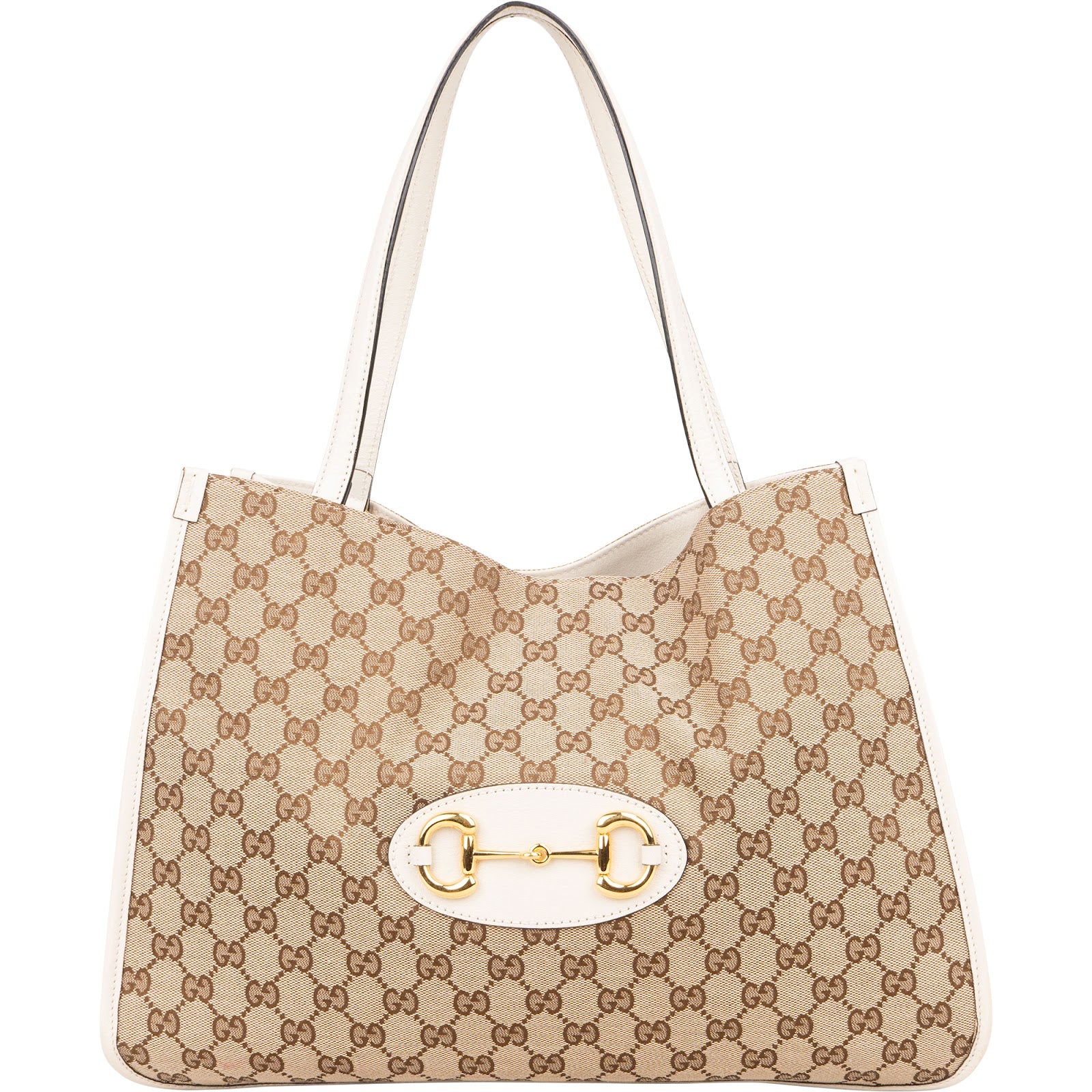 Gucci Monogram GG Canvas Horsebit Tote Shoulder Bag - vintageandkickz