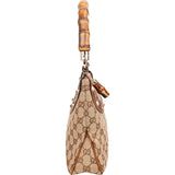 Gucci Monogram GG Bamboo Handle Studded Hobo Handbag