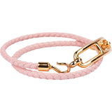 Hermès Rose Sakura Tressè Leather Roulis Double Tour Bracelet