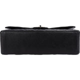 Chanel Quilted Caviar Leather Palladium Maxi Double Flap Crossbody Bag