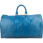 [🔄️B20 / F06] Louis Vuitton Blue Epi Leather Keepall Travel Bag - vintageandkickz