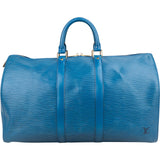 [🔄️B20 / F06] Louis Vuitton Blue Epi Leather Keepall Travel Bag - vintageandkickz