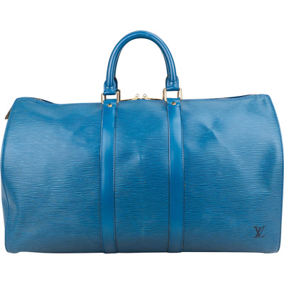 [🔄️B20 / F06] Louis Vuitton Blue Epi Leather Keepall Travel Bag - vintageandkickz
