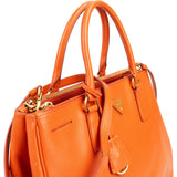 Prada Orange Saffiano Leather Galleria Tote Handbag