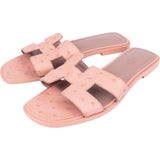 Hermès Pink Exotic Leather Ostrich Oran Sandals (38,5)